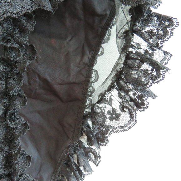 VINTAGE EMIL BOLE Lace Ruffle Black Mesh Velvet Metallic Bodysuit Teddy Goth - Picture 11 of 14